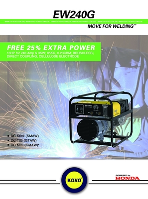KOVO GASOLINE WELDER GENERATOR EW240G 90 KG Вес для требований к сварке трубопроводов