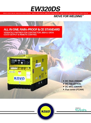 KOVO 400V 5Kva дизельный генератор сварщика EW320DST частота 50/60HZ номинальный ток 280CC/CV